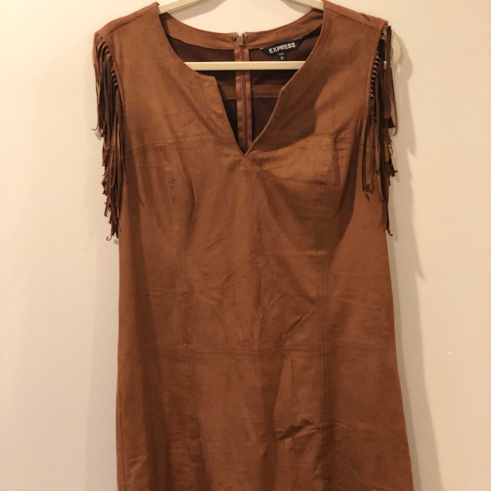 Brown Suede Fringe Mini dress